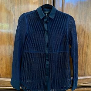 Rag & Bone Navy Mesh Top